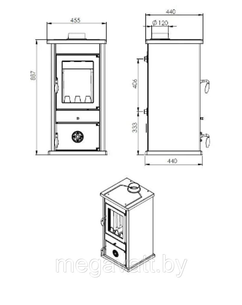 Печь-камин MBS Thermo Vesta Plus красная (с водяным контуром) - фото 3 - id-p199347813