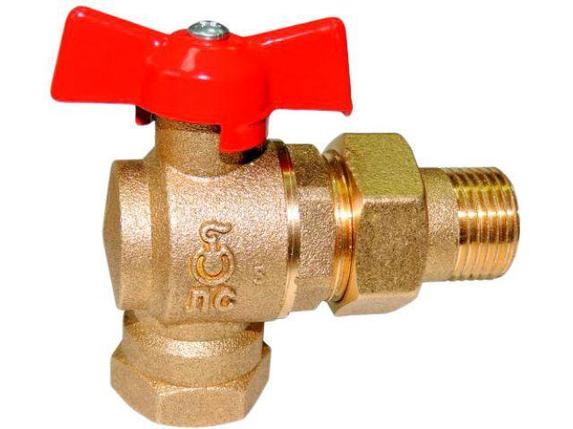 Кран шаровый угловой 1/2" нар.-вн. бабочка (со сгоном) PN1,6 МПа 11Б27п17, Цветлит, фото 2