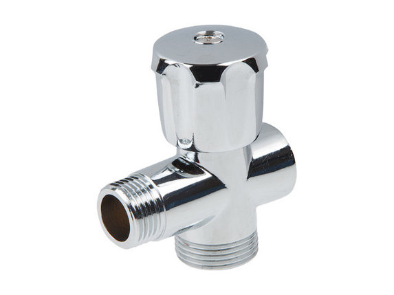 Кран вентильный 1/2" нар. х 3/4" нар. х 1/2" вн. для стир. машины ХРОМ., AV Engineering, фото 2