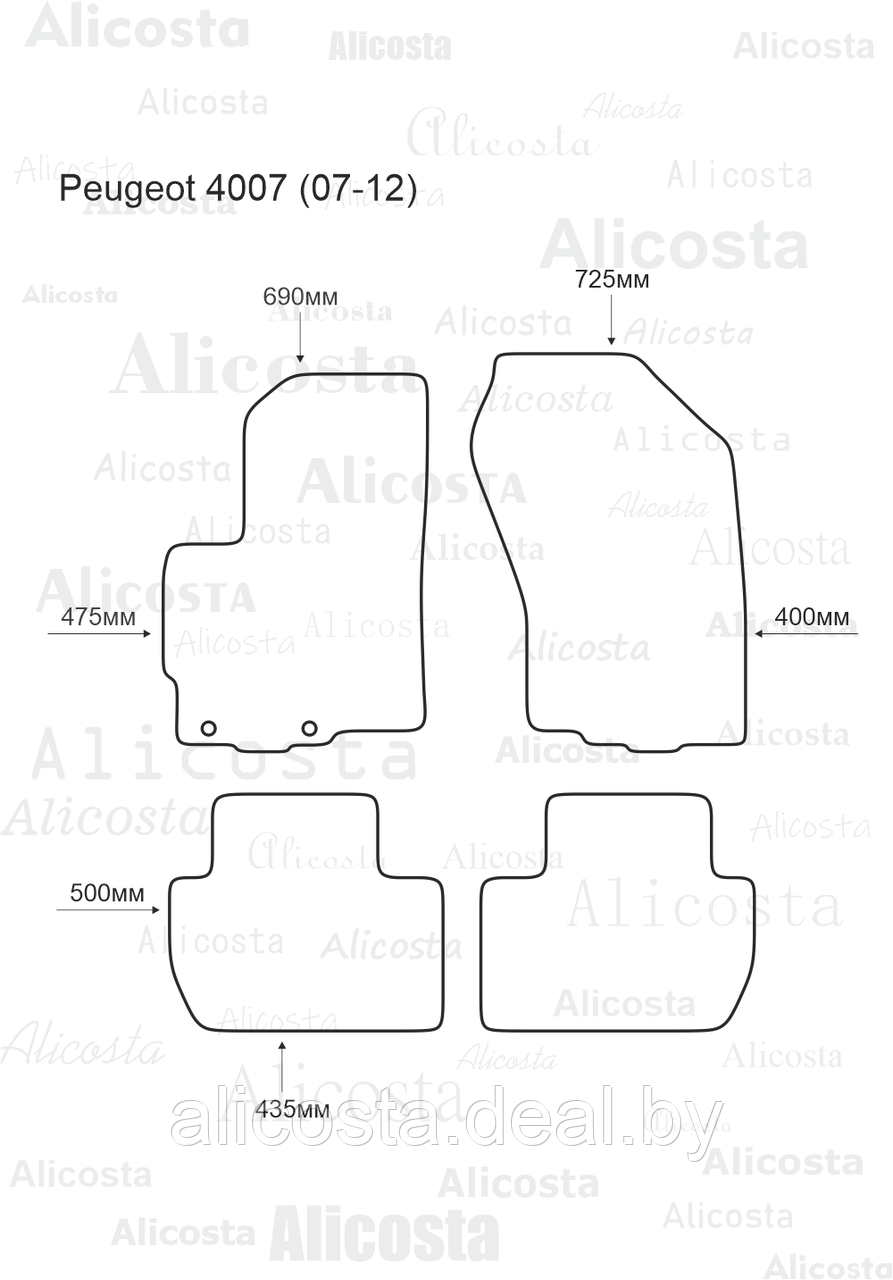 ЭВА автоковрики Peugeot 4007 (07-12) Салон, Ромб, Черный - фото 1 - id-p199192683