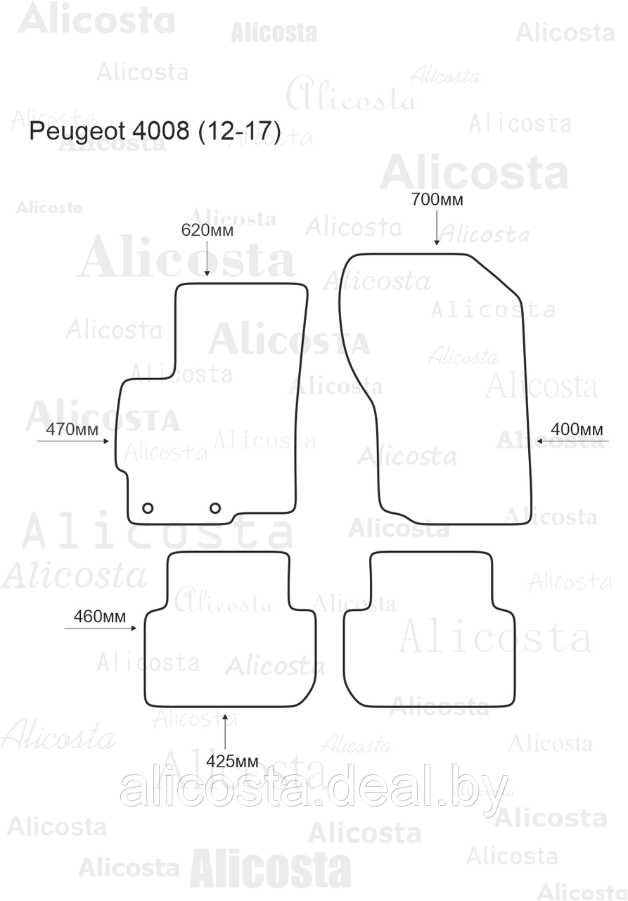 ЭВА автоковрики Peugeot 4008 (12-17) Салон, Ромб, Серый - фото 1 - id-p199192693