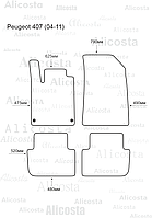ЭВА автоковрики Peugeot 407 (04-11) Салон, Шестиугольник, Черный