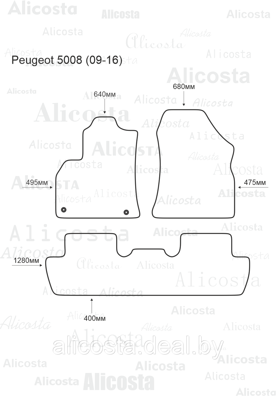 ЭВА автоковрики Peugeot 5008 (09-16) Салон, Шестиугольник, Черный - фото 1 - id-p199192780