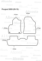 ЭВА автоковрики Peugeot 5008 (09-16) Салон, Шестиугольник, Серый