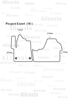ЭВА автоковрики Peugeot Expert (16-) Салон, Шестиугольник, Черный