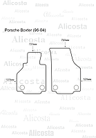 Ворсовые автоковрики Porsche Boxter (96-04) Салон, Premium, Черный