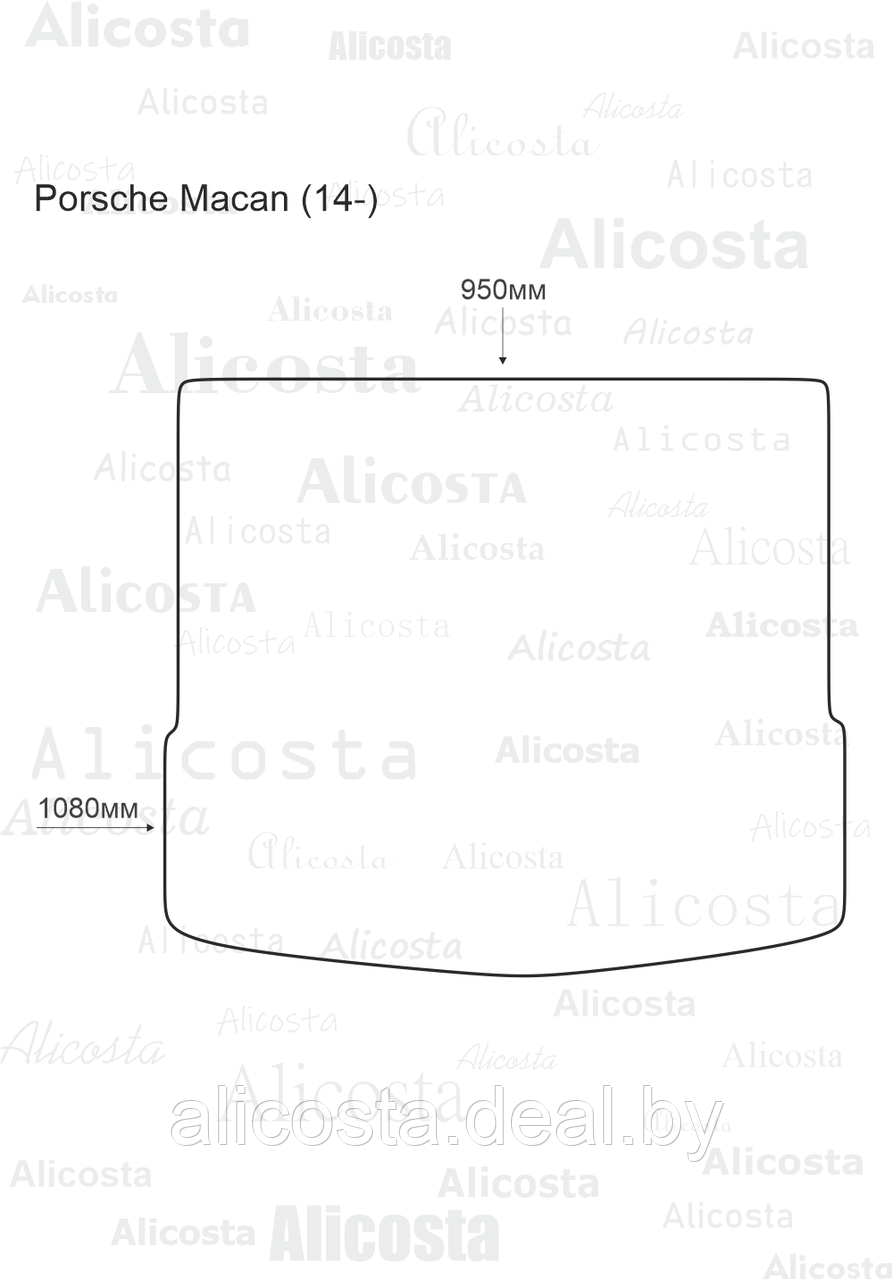 Ворсовый автоковрик Porsche Macan (14-) Багажник, Standart, Черный - фото 1 - id-p199193122
