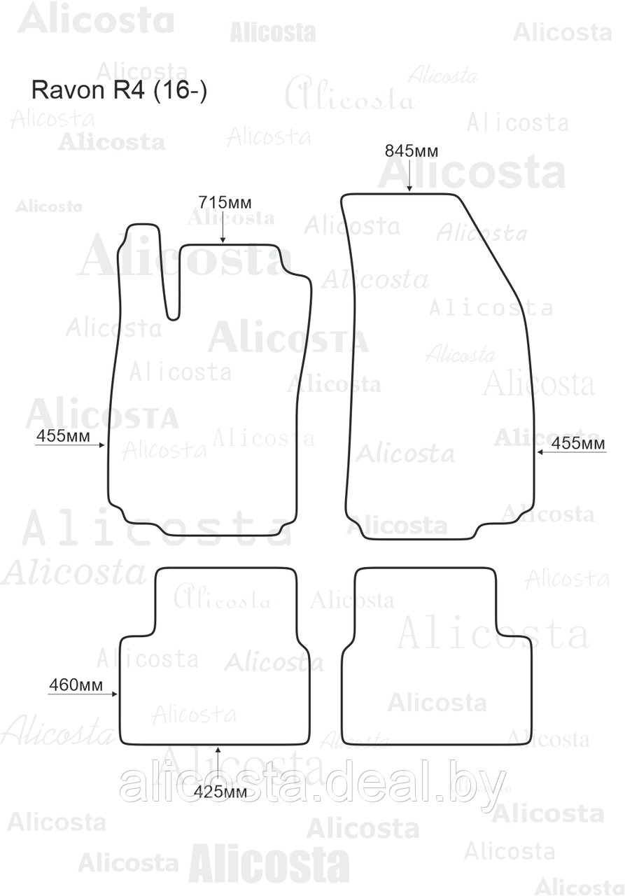 ЭВА автоковрики Ravon R4 (16-) Салон, Шестиугольник, Черный - фото 1 - id-p199193160