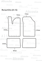 Ворсовые автоковрики Renault Clio (01-13) Салон, Premium, Черный