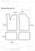 ЭВА автоковрики Renault Clio (01-13) Салон, Шестиугольник, Черный