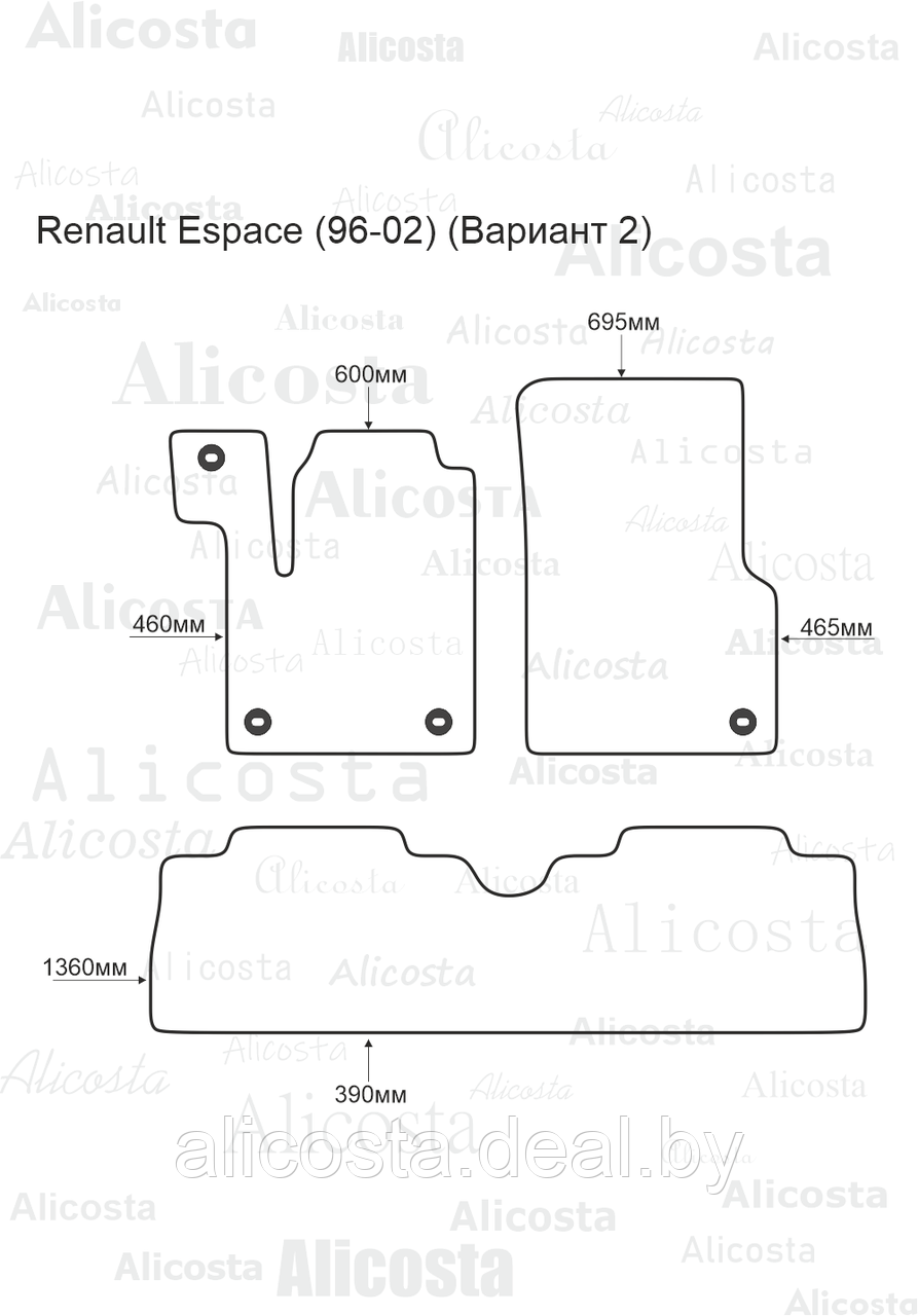 Ворсовые автоковрики Renault Espace (96-02) (Вариант 2) Салон, Premium, Черный - фото 1 - id-p199193336