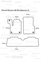 ЭВА автоковрики Renault Espace (96-02) (Вариант 2) Салон, Шестиугольник, Черный