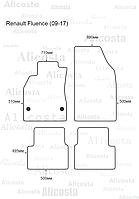 ЭВА автоковрики Renault Fluence (09-17) Салон, Шестиугольник, Черный