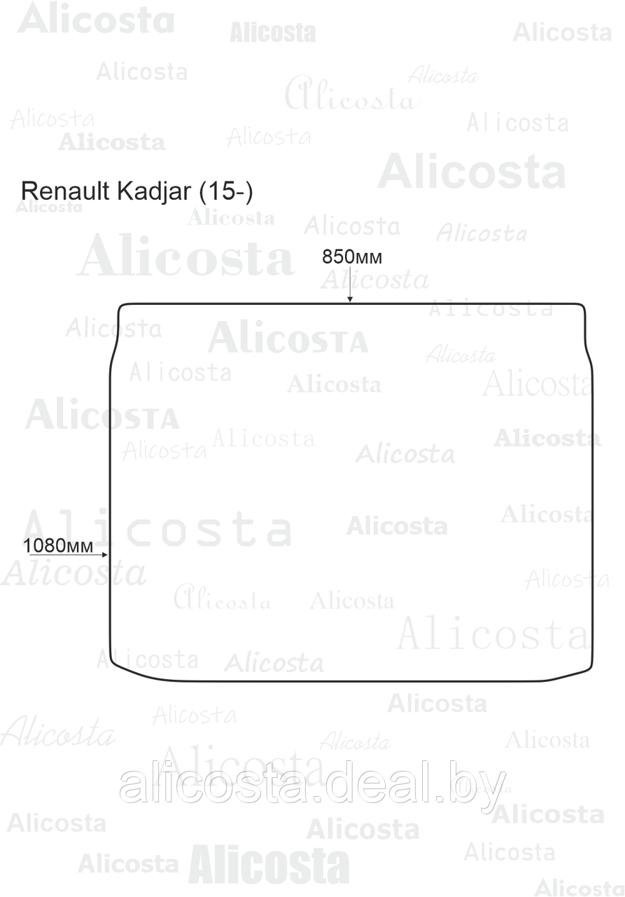 Ворсовый автоковрик Renault Kadjar (15-) Багажник, Premium, Черный - фото 1 - id-p199193373