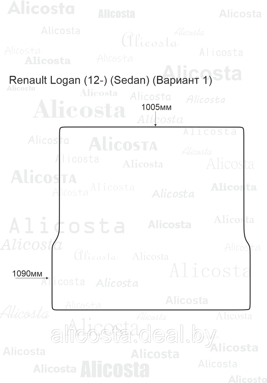 Ворсовый автоковрик Renault Logan (12-) (Sedan) Багажник (Вариант 1), Premium, Черный - фото 1 - id-p199193544