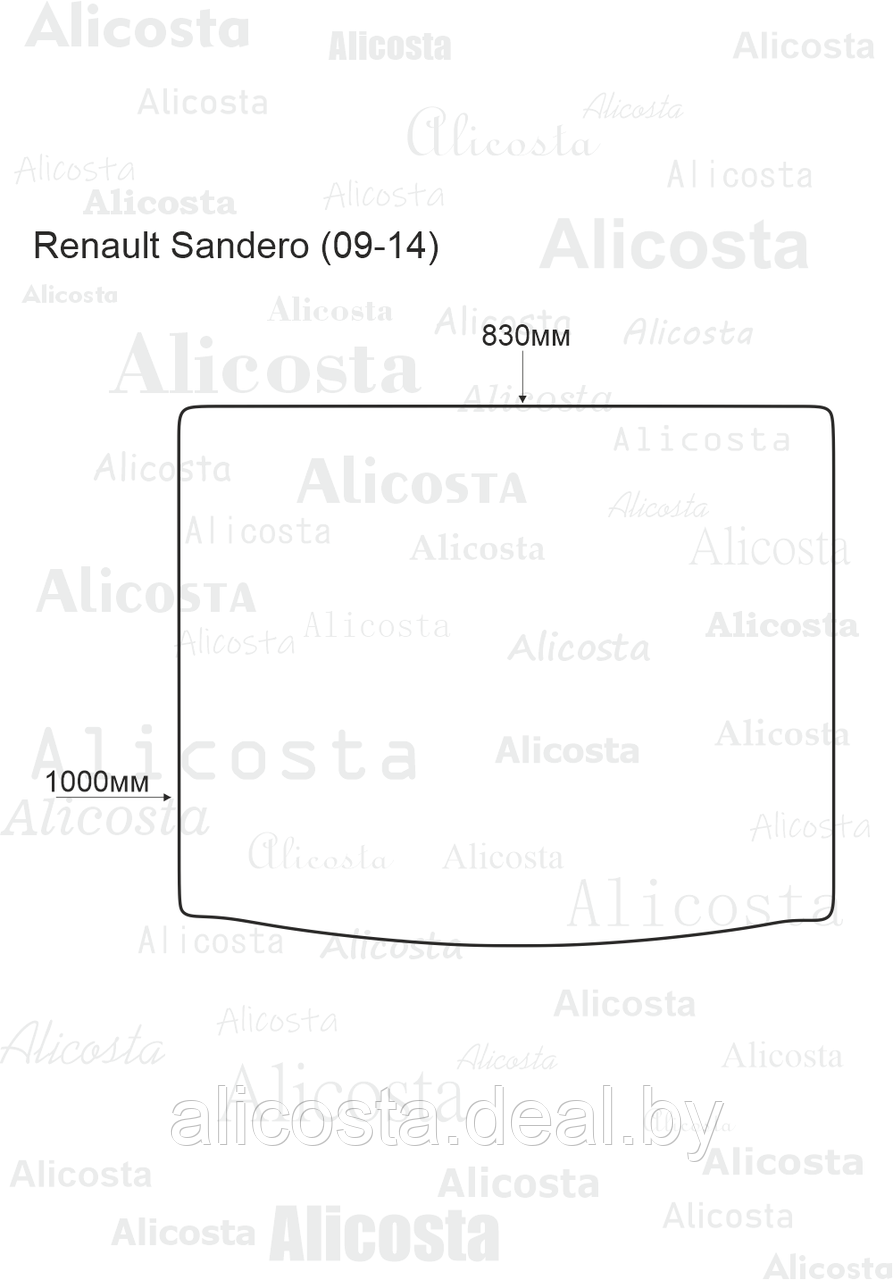 Ворсовый автоковрик Renault Sandero (09-14) Багажник, Standart, Черный - фото 1 - id-p199193676