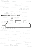 Ворсовый автоковрик Renault Scenic (09-16) (3-ряд), Premium, Черный