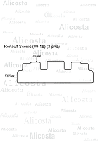 ЭВА автоковрик Renault Scenic (09-16) (3-ряд), Шестиугольник, Серый