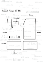 Ворсовые автоковрики Renault Twingo (07-14) Салон, Standart, Черный