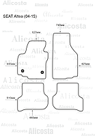 ЭВА автоковрики SEAT Altea (04-15) Салон, Шестиугольник, Черный