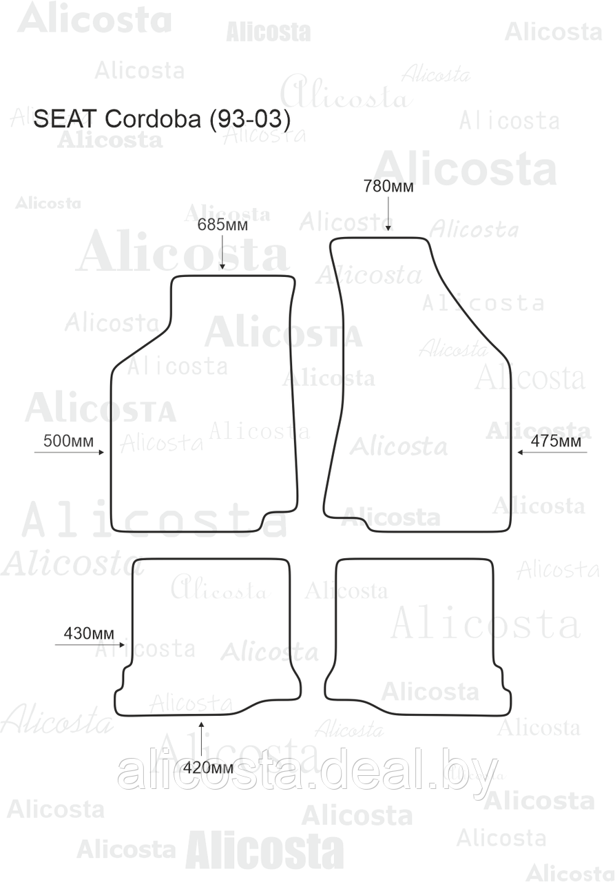 ЭВА автоковрики SEAT Cordoba (93-03) Салон, Ромб, Черный - фото 1 - id-p199193942