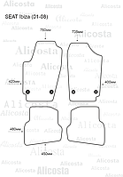 ЭВА автоковрики SEAT Ibiza (01-08) Салон, Шестиугольник, Черный