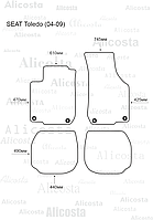 Ворсовые автоковрики SEAT Toledo (04-09) Салон, Premium, Черный