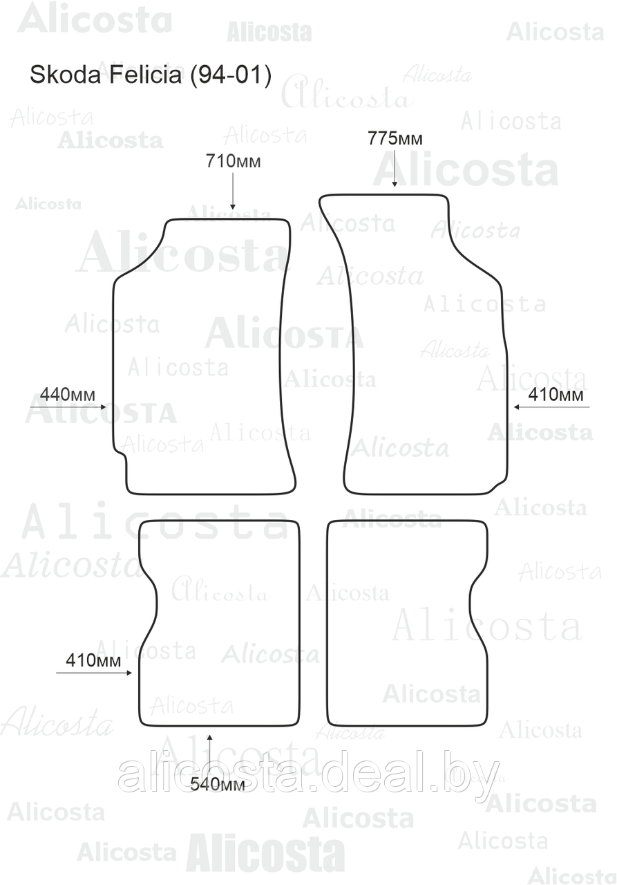 Ворсовые автоковрики Skoda Felicia (94-01) Салон, Premium, Черный - фото 1 - id-p199194026
