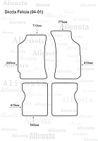 ЭВА автоковрики Skoda Felicia (94-01) Салон, Шестиугольник, Черный