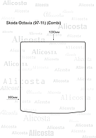 ЭВА автоковрик Skoda Octavia (97-11) (Combi) Багажник, Шестиугольник, Черный