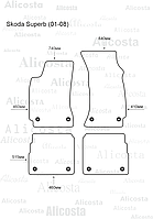 ЭВА автоковрики Skoda Superb (01-08) Салон, Шестиугольник, Черный