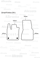 Ворсовые автоковрики Smart Fortwo (14-) Салон, Standart, Черный