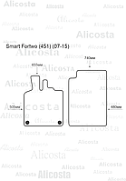 Ворсовые автоковрики Smart Fortwo (451) (07-15) Салон, Premium, Черный