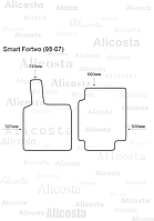 Ворсовые автоковрики Smart Fortwo (98-07) Салон, Standart, Серый