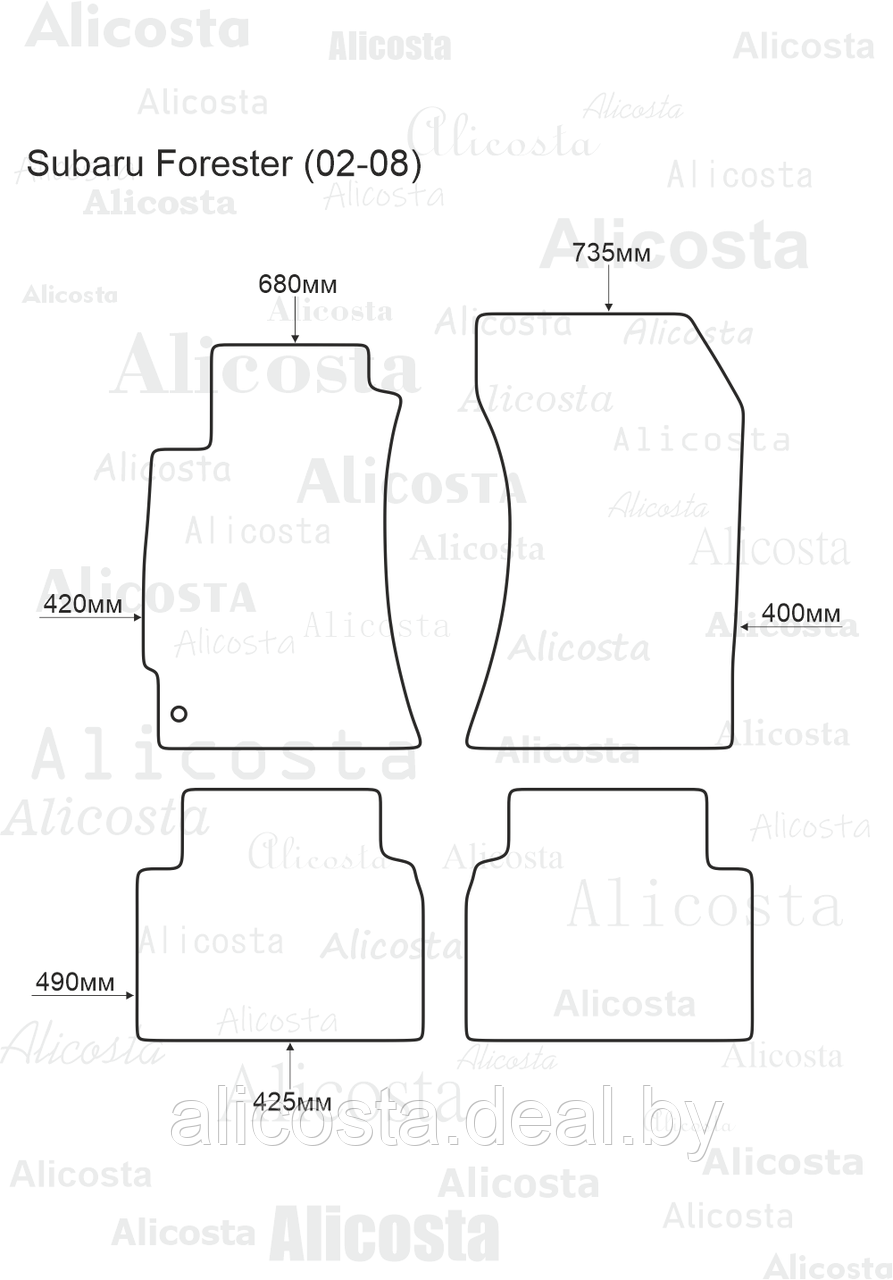 ЭВА автоковрики Subaru Forester (02-08) Салон, Шестиугольник, Черный - фото 1 - id-p199194302