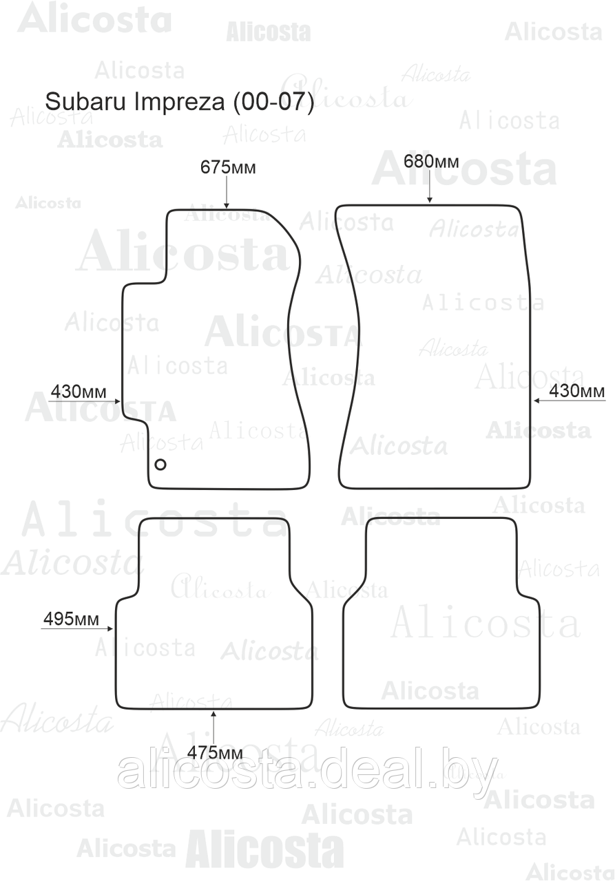 Ворсовые автоковрики Subaru Impreza (00-07) Салон, Premium, Черный - фото 1 - id-p199194352