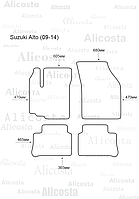 Ворсовые автоковрики Suzuki Alto (09-14) Салон, Premium, Черный