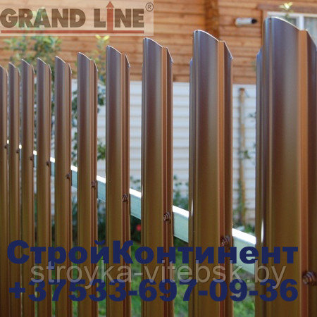 Металлический штакетник Grand Line, металлоштакетник от производителя для заборов, ворот, калиток, ограждений - фото 4 - id-p25868925