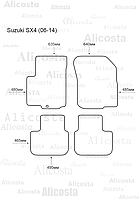 ЭВА автоковрики Suzuki SX4 (06-14) Салон, Шестиугольник, Черный