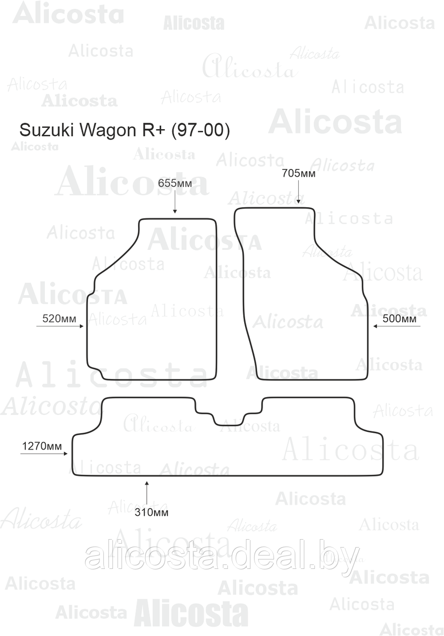 Ворсовые автоковрики Suzuki Wagon R+ (97-00) Салон, Premium, Черный - фото 1 - id-p199194893
