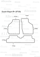 ЭВА автоковрики Suzuki Wagon R+ (97-00) Салон, Ромб, Черный