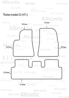 ЭВА автоковрики Tesla Model 3 (17-) Салон, Ромб, Черный