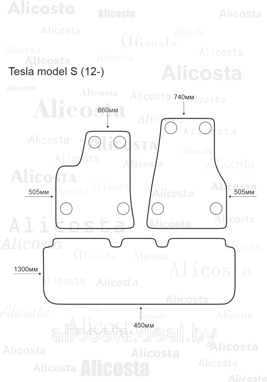 Ворсовые автоковрики Tesla Model S (12-) Салон, Premium, Черный - фото 1 - id-p199194938