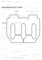 ЭВА автоковрик Tesla Model X (15-) Салон (7 мест), Шестиугольник, Черный