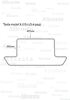 Ворсовый автоковрик Tesla Model X (15-) (3-ряд), Standart, Черный