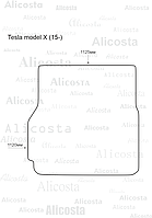 Ворсовый автоковрик Tesla Model X (15-) Багажник, Standart, Черный