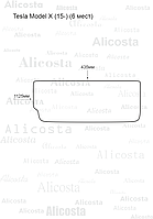 ЭВА автоковрик Tesla Model X (15-) Багажник (6 мест), Ромб, Черный