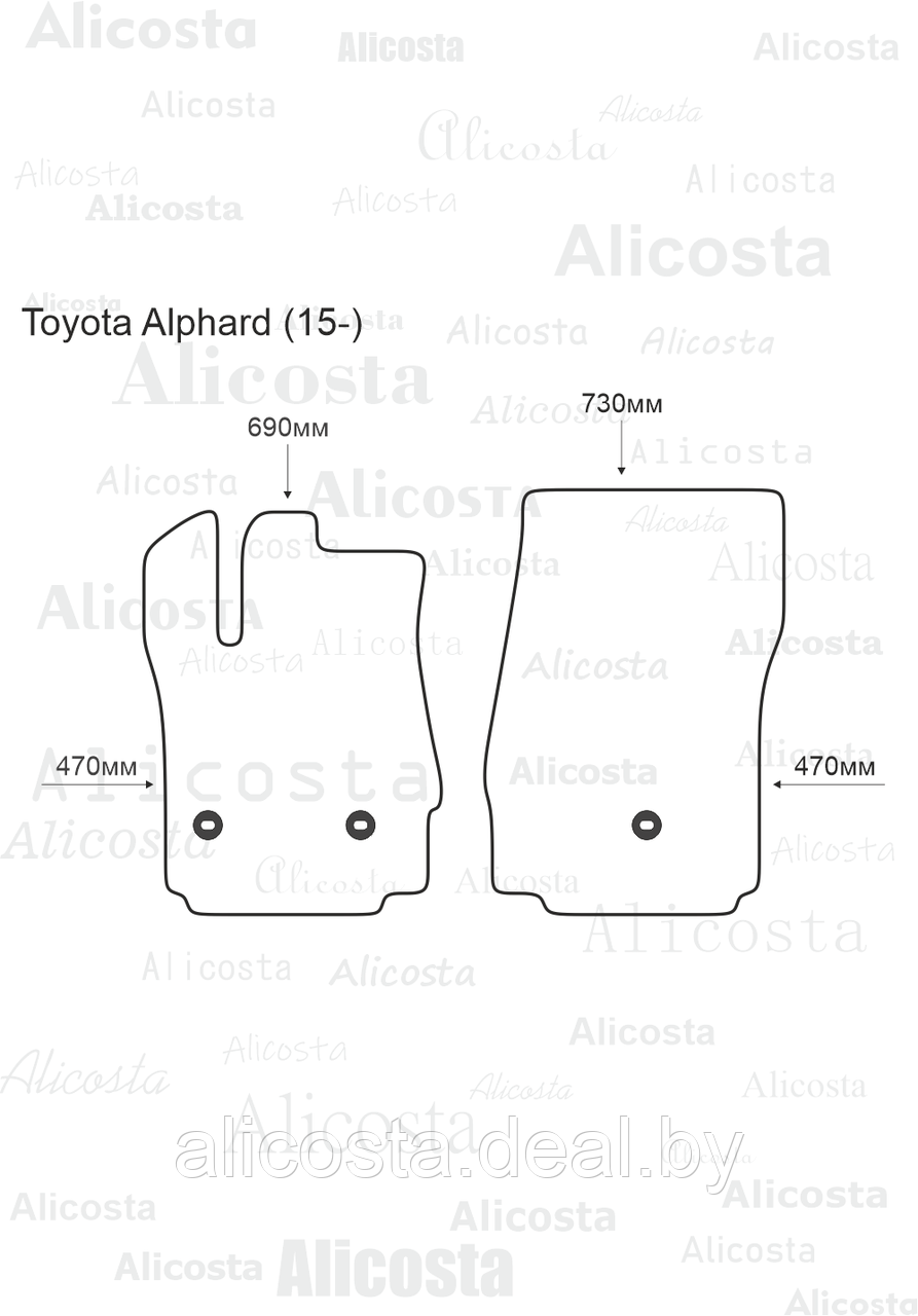 Ворсовые автоковрики Toyota Alphard (15-) Салон, Premium, Черный - фото 1 - id-p199195055