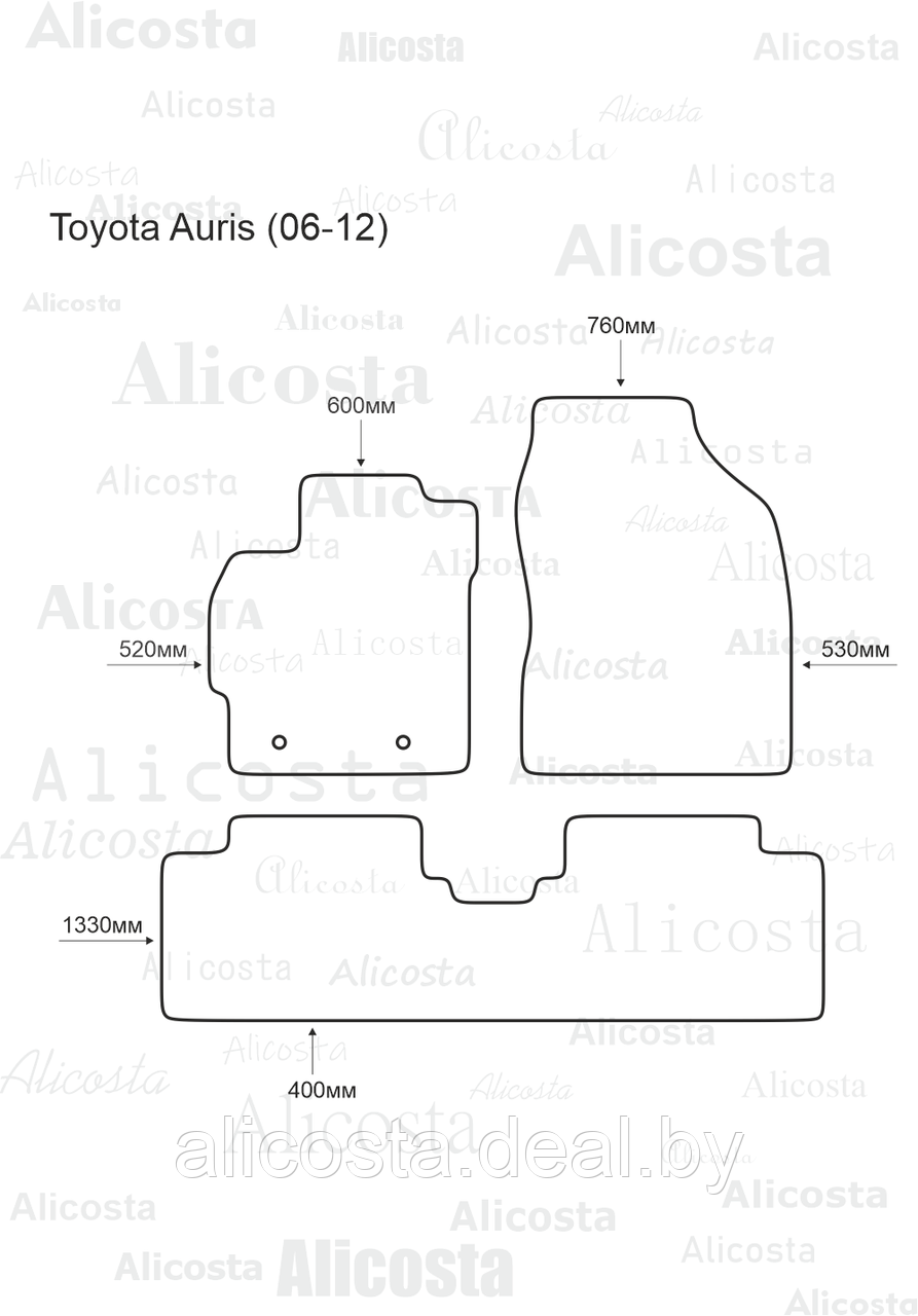 Ворсовые автоковрики Toyota Auris (06-12) Салон, Premium, Черный - фото 1 - id-p199195064