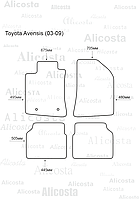 Ворсовые автоковрики Toyota Avensis (03-09) Салон, Premium, Черный